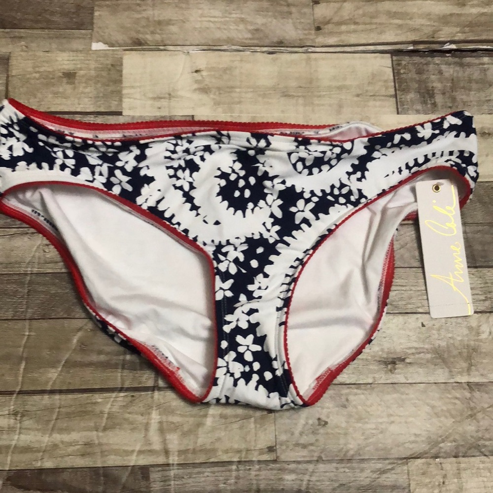 Anne Cole NWT a blue and White Bikini Bottoms